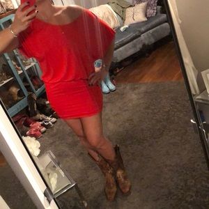 Sexy scrunchie mini dress w blousey top